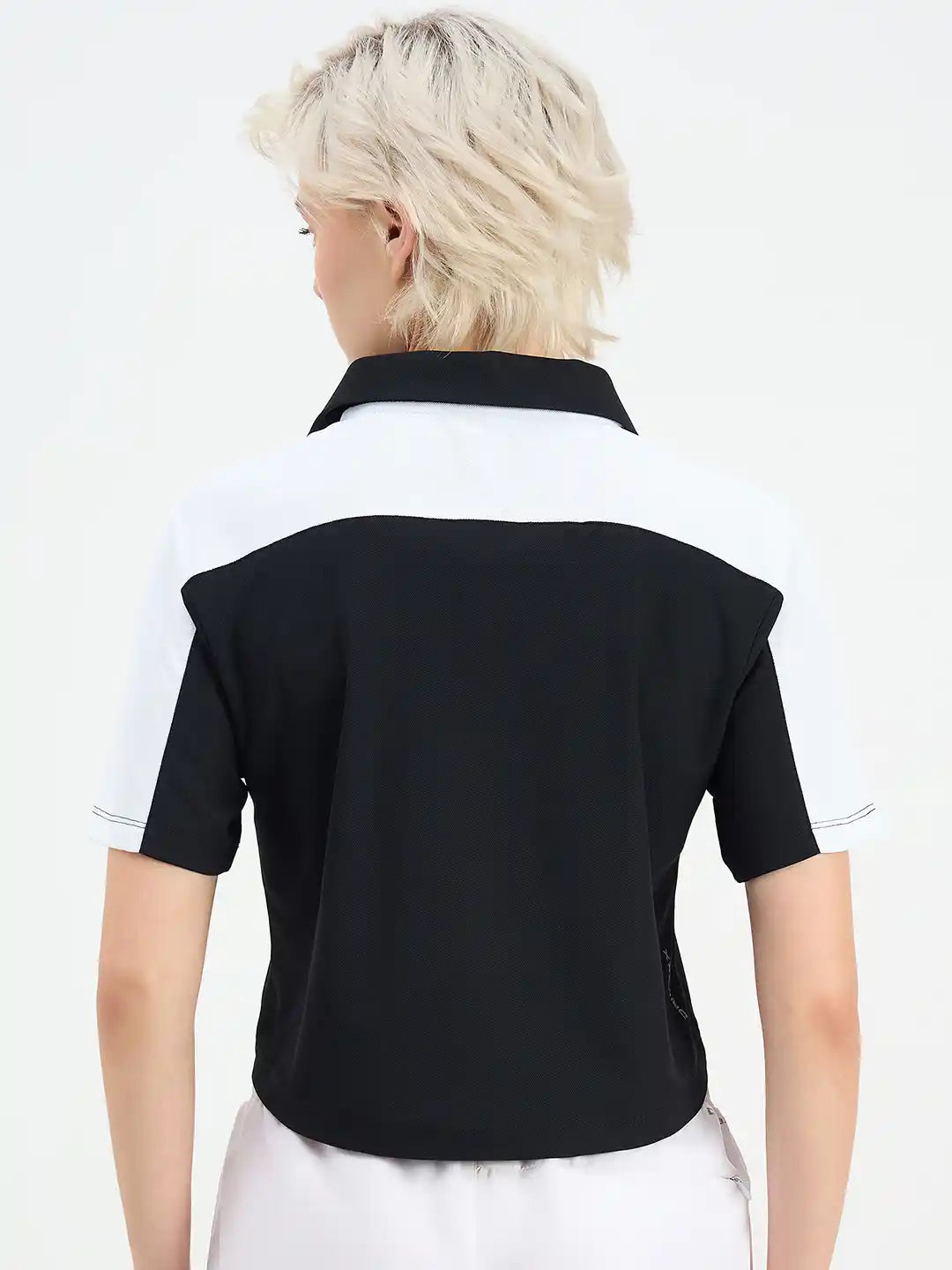 SG H1WP83231 Women Black/White Polo T-Shirt
