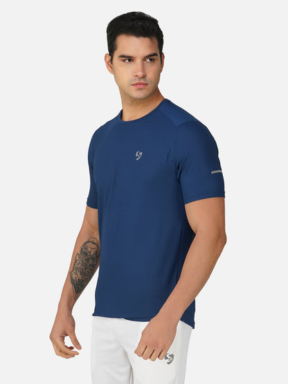 SG Round Neck Regular Comfort Fit T-Shirt For Mens & Boys, Airforce Blue & Dark Grey | Ideal for Trail Running, Fitness & Training, Jogging, Gym Wear & Fashion Wear