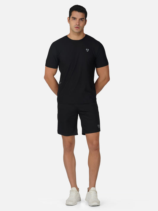 SG Men's Round Neck T-Shirt for Men & Boys | Ideal for Trail Running, Gym Fitness & Training, Jogging, Regular & Fashion Wear, JET BLACK