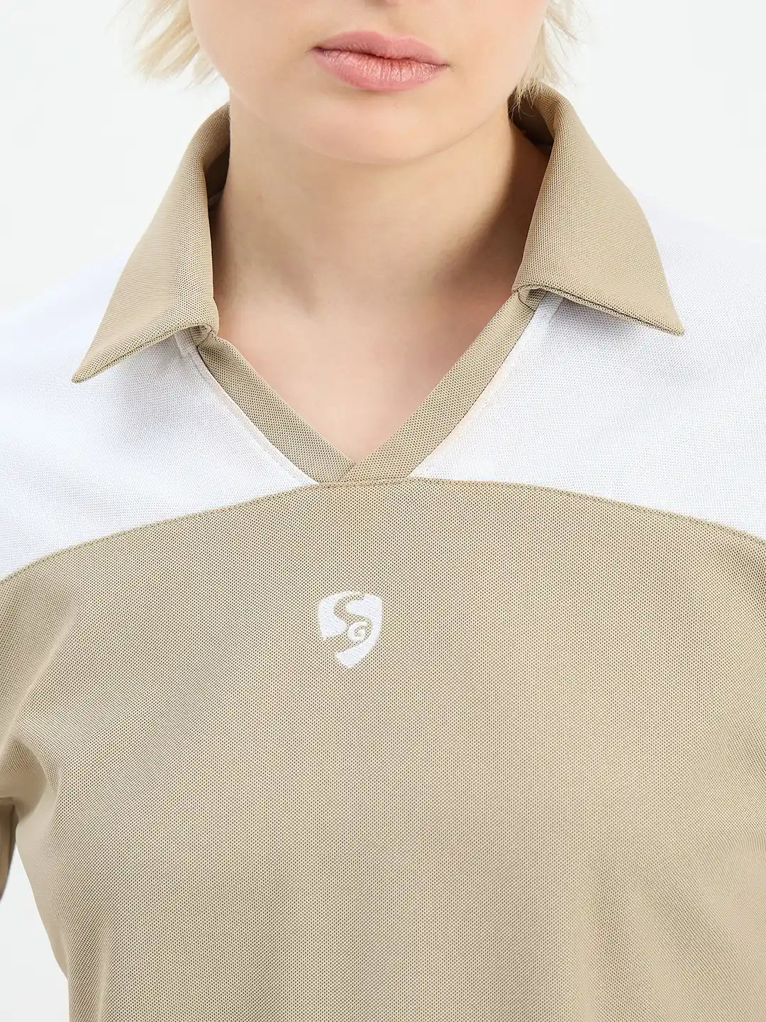 SG H1WP83233 Women Cornstalk/White Polo T-Shirt