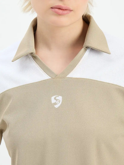 SG H1WP83233 Women Cornstalk/White Polo T-Shirt