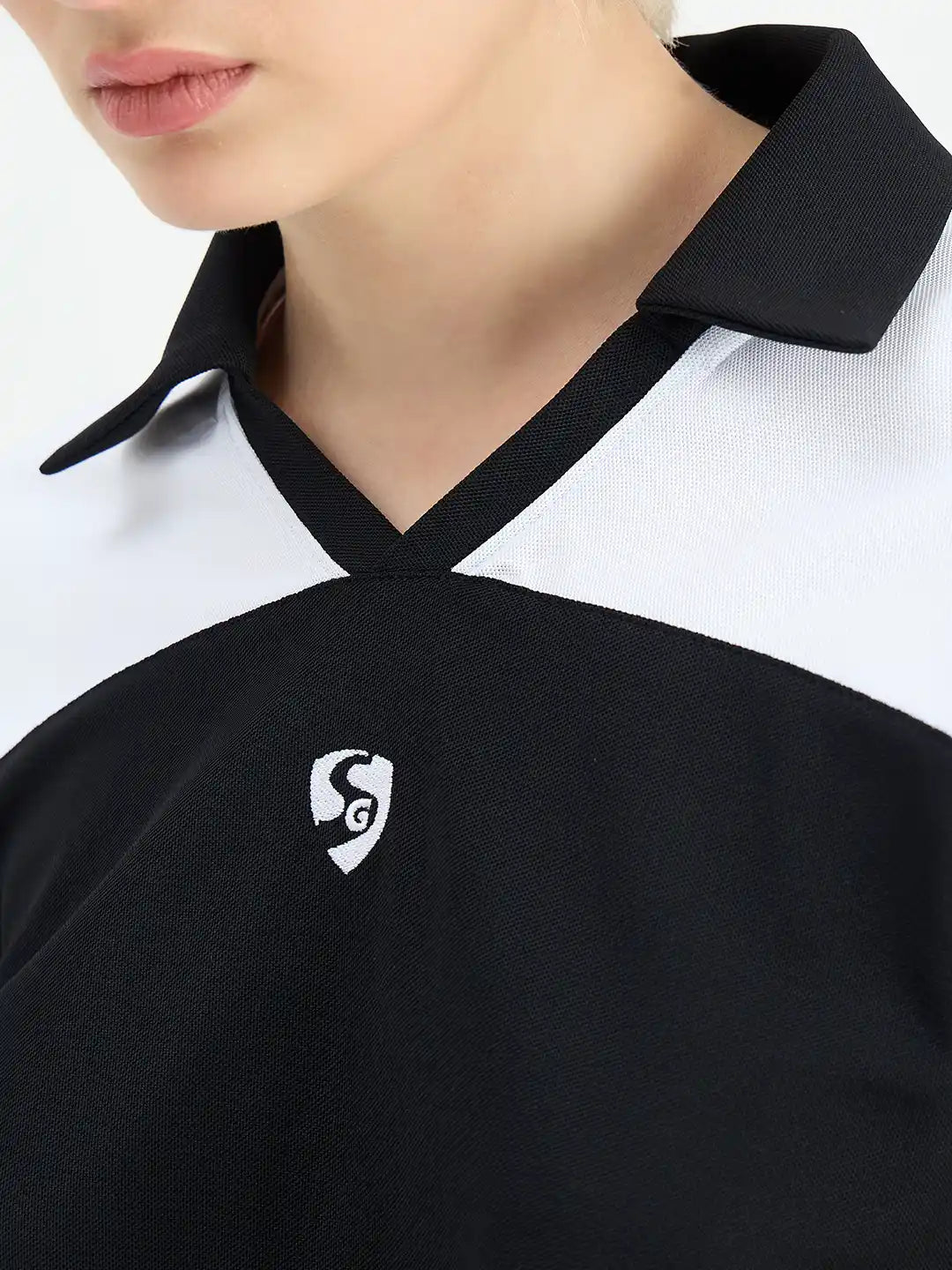 SG H1WP83231 Women Black/White Polo T-Shirt
