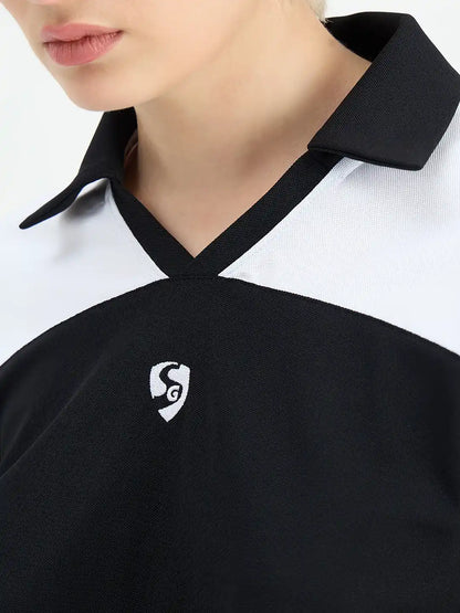 SG H1WP83231 Women Black/White Polo T-Shirt