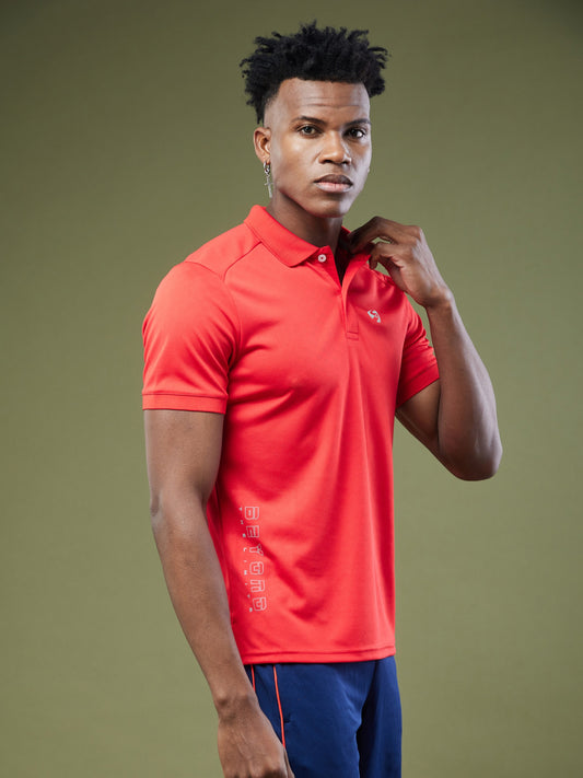 SG Men's Red Polo T-Shirt | Ideal for Trail Running, Fitness & Training, Jogging, Regular & Fashion Wear