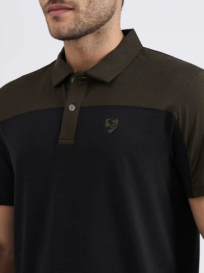 SG H1MP83882 Men Black/Olive Polo T-Shirt