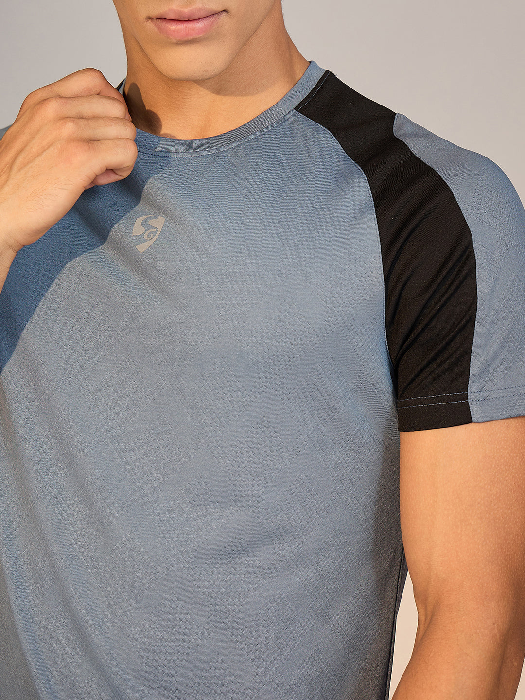 T-SHIRT MEN SG H3MT8205 BLUE GREY/BLACK