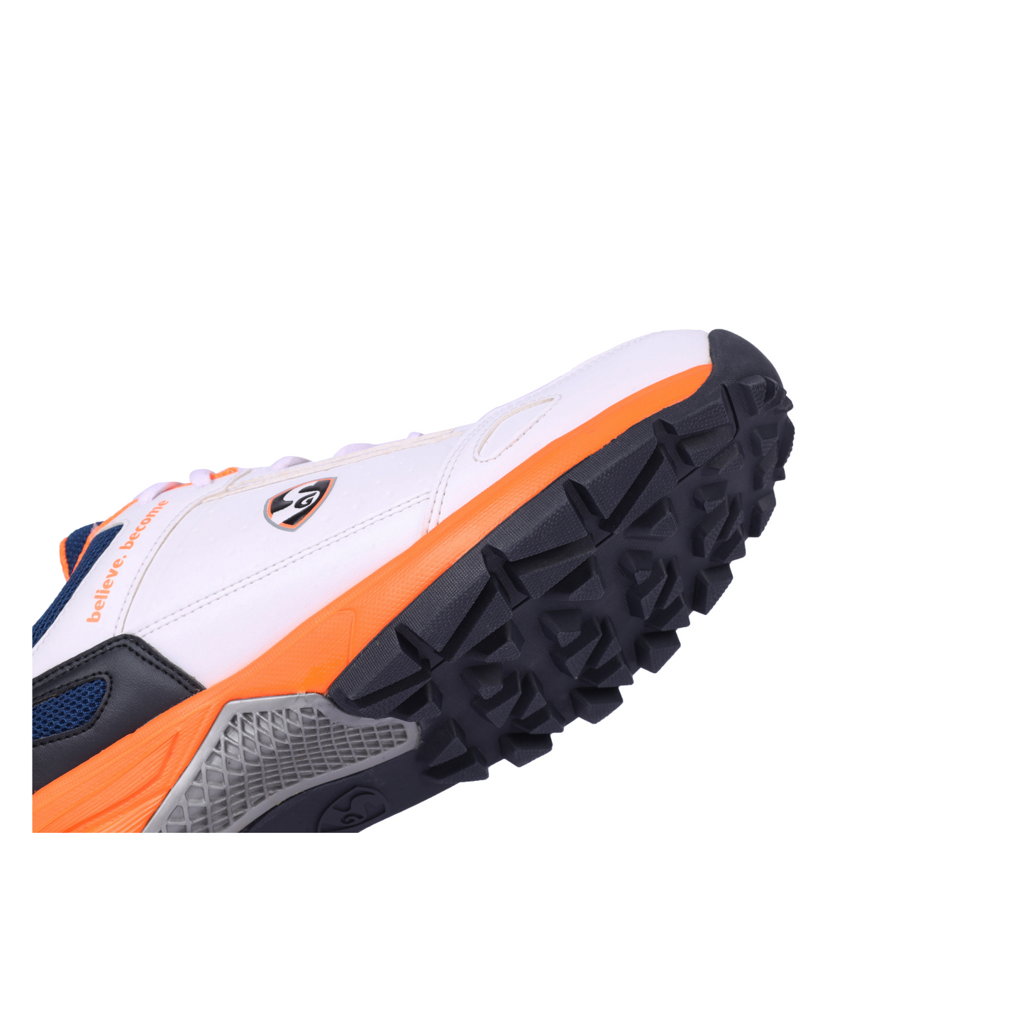 SG CLUB 6.0 Cricket Shoe: Classic White with Navy and Orange Accents for Style and Performance