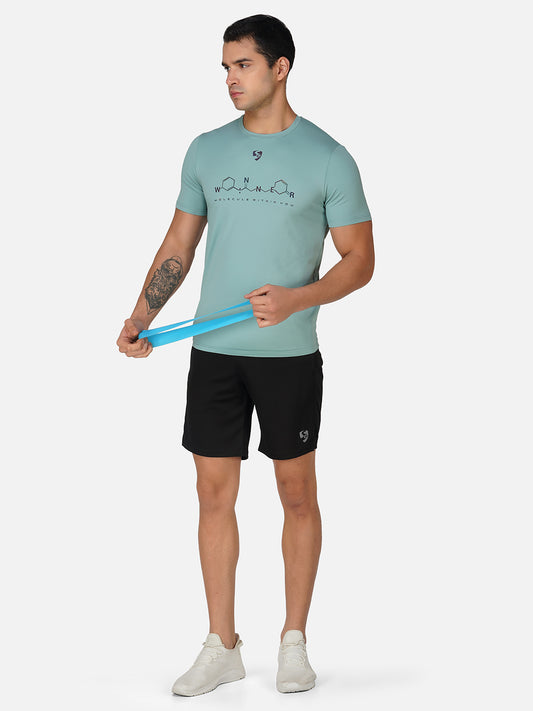SG Men's Round Neck T-Shirt for Men & Boys | Ideal for Trail Running, Gym Fitness & Training, Jogging, Regular & Fashion Wear, GREY BLUE