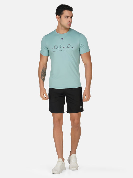 SG Men's Round Neck T-Shirt for Men & Boys | Ideal for Trail Running, Gym Fitness & Training, Jogging, Regular & Fashion Wear, GREY BLUE
