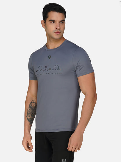 SG Round Neck Regular Comfort Fit T-Shirt For Mens & Boys, Cloudy Grey, Carbon Black, Deep Teal, Grey Blue | Ideal for Trail Running, Fitness & Training, Jogging, Gym Wear & Fashion Wear