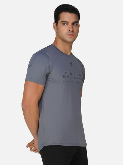 SG Round Neck Regular Comfort Fit T-Shirt For Mens & Boys, Cloudy Grey, Carbon Black, Deep Teal, Grey Blue | Ideal for Trail Running, Fitness & Training, Jogging, Gym Wear & Fashion Wear