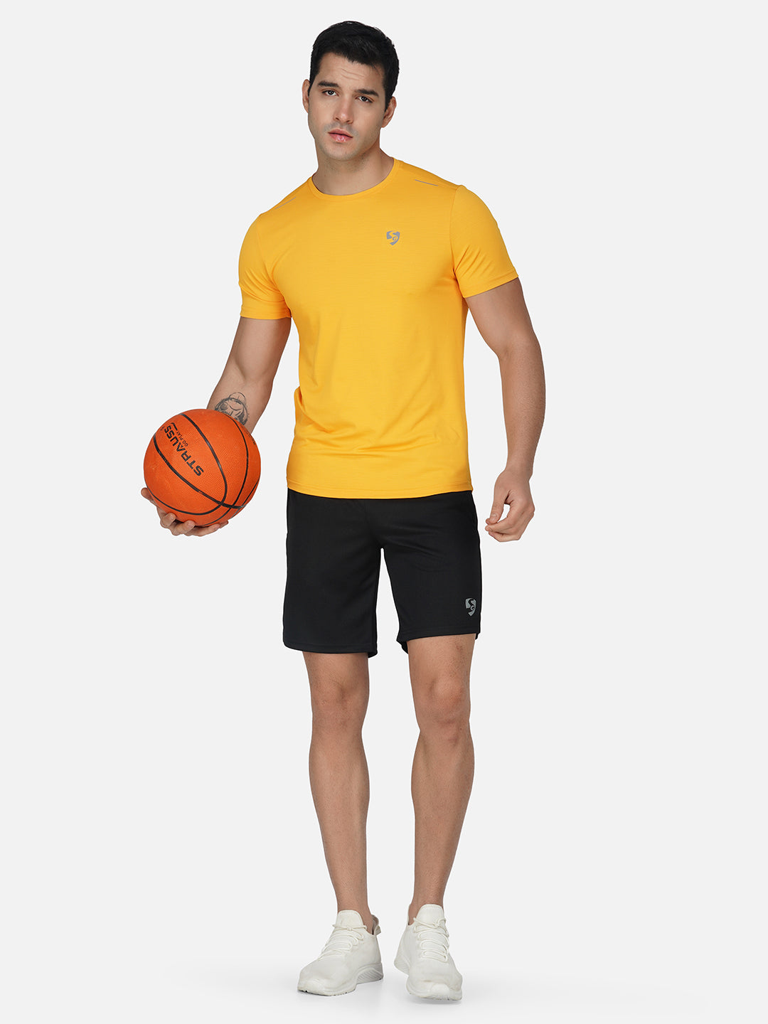 SG Round Neck Regular Comfort Fit T-Shirt For Mens & Boys, Sunshine Yellow Royal Blue | Ideal for Trail Running, Fitness & Training, Jogging, Gym Wear & Fashion Wear