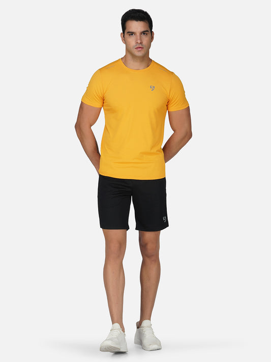 SG Round Neck Regular Comfort Fit T-Shirt For Mens & Boys, Sunshine Yellow Royal Blue | Ideal for Trail Running, Fitness & Training, Jogging, Gym Wear & Fashion Wear