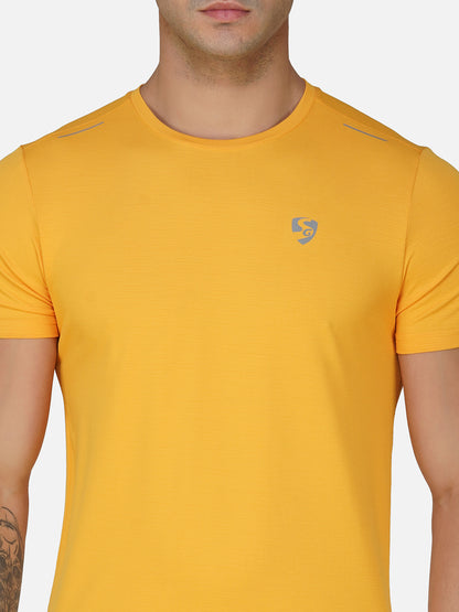 SG Round Neck Regular Comfort Fit T-Shirt For Mens & Boys, Sunshine Yellow Royal Blue | Ideal for Trail Running, Fitness & Training, Jogging, Gym Wear & Fashion Wear