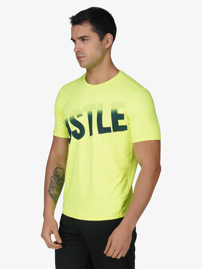 SG Round Neck Regular Comfort Fit T-Shirt For Mens & Boys, Fluro Yellow & Deep Black | Ideal for Trail Running, Fitness & Training, Jogging, Gym Wear & Fashion Wear