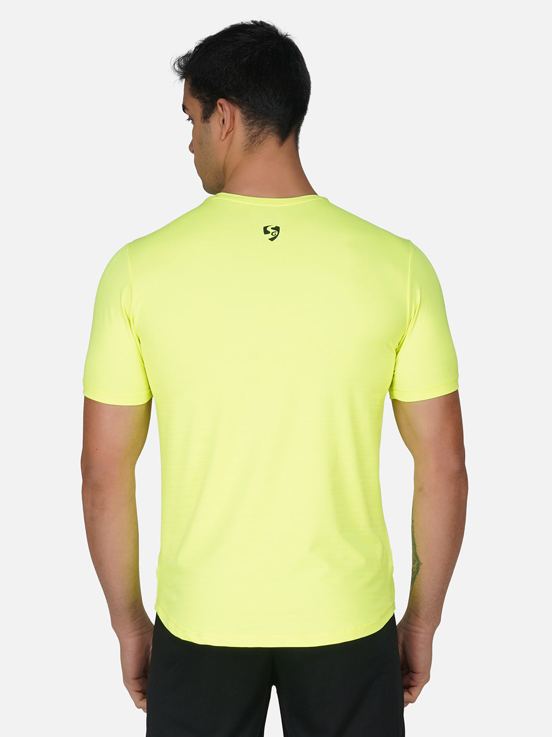 SG Round Neck Regular Comfort Fit T-Shirt For Mens & Boys, Fluro Yellow & Deep Black | Ideal for Trail Running, Fitness & Training, Jogging, Gym Wear & Fashion Wear