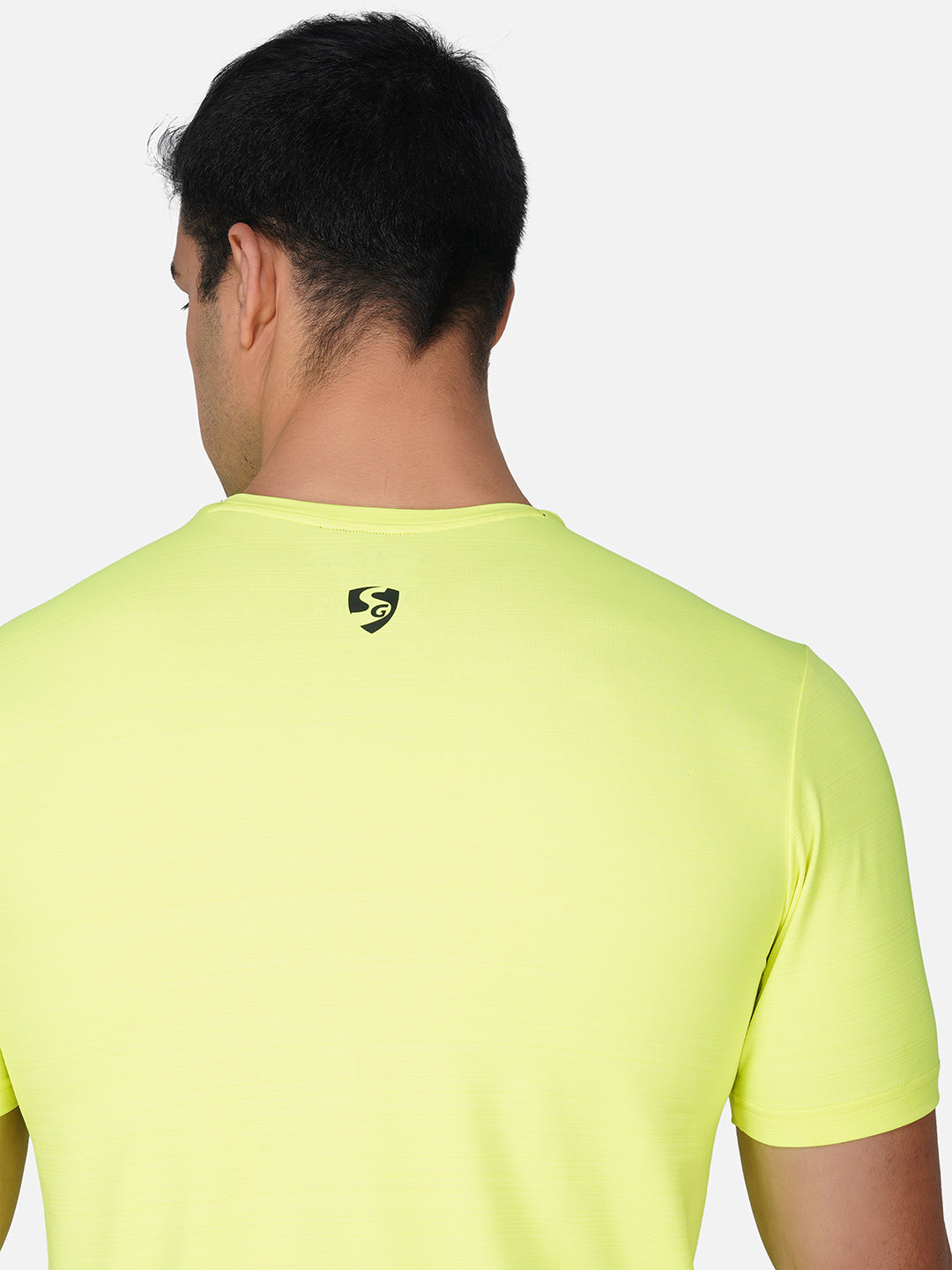 SG Round Neck Regular Comfort Fit T-Shirt For Mens & Boys, Fluro Yellow & Deep Black | Ideal for Trail Running, Fitness & Training, Jogging, Gym Wear & Fashion Wear