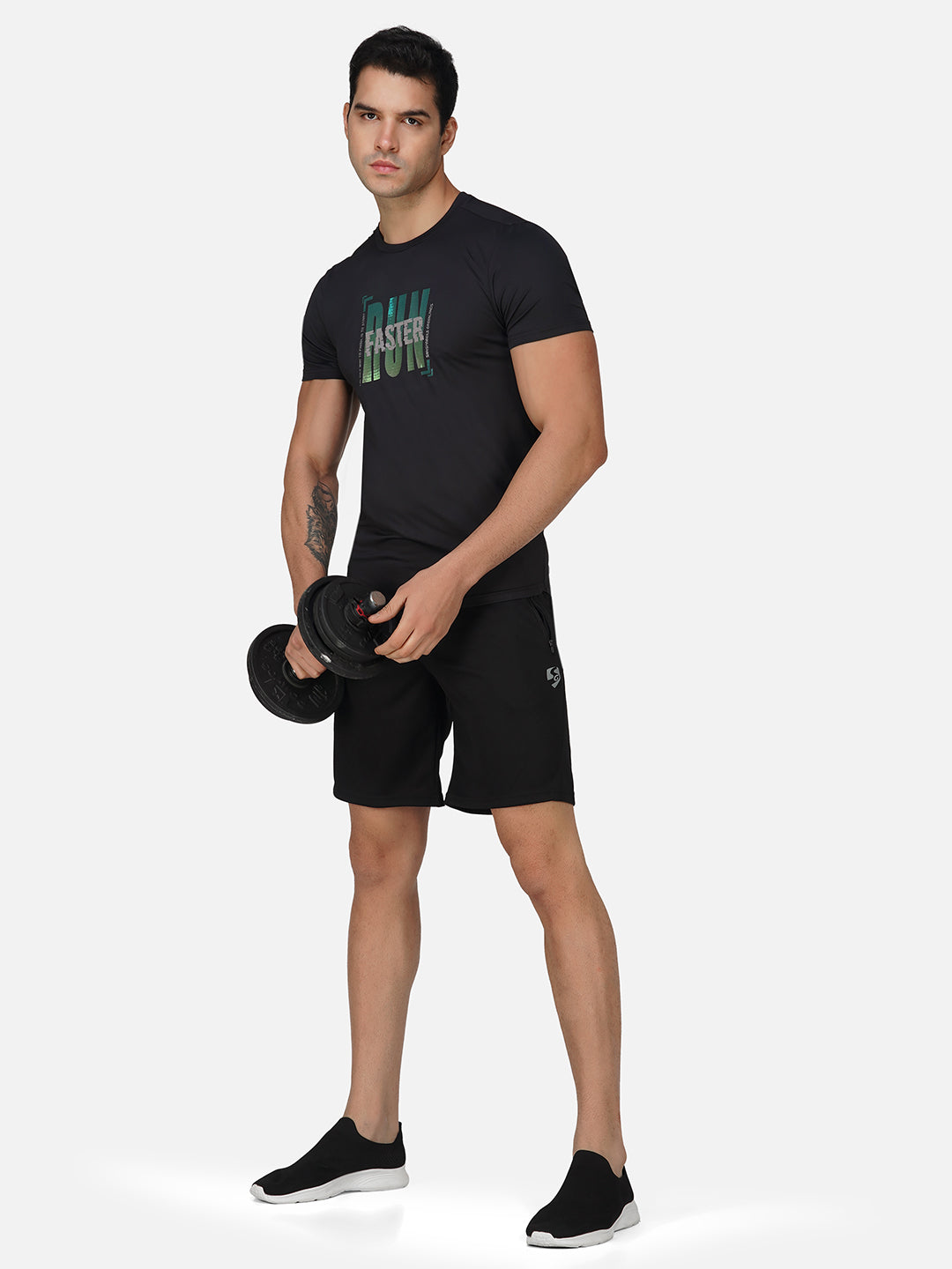 SG Round Neck Regular Comfort Fit T-Shirt For Mens & Boys, Carbon Black & Deep Teal | Ideal for Trail Running, Fitness & Training, Jogging, Gym Wear & Fashion Wear