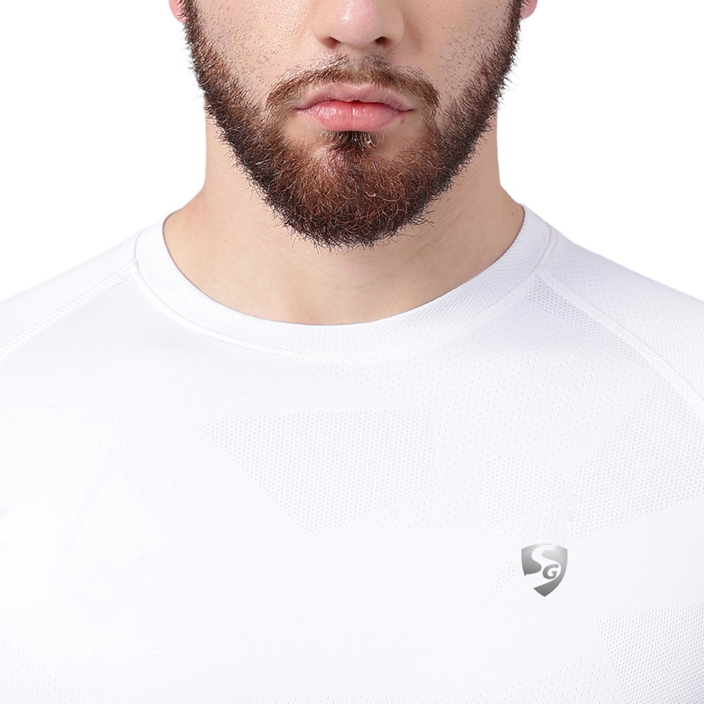 SG Men's Round Neck White T-Shirt | Ideal for Trail Running, Fitness & Training, Jogging, Regular & Fashion Wear