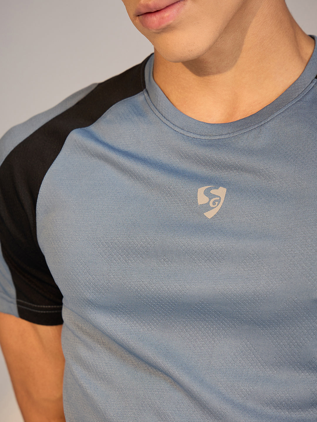 T-SHIRT MEN SG H3MT8205 BLUE GREY/BLACK