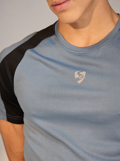 T-SHIRT MEN SG H3MT8205 BLUE GREY/BLACK