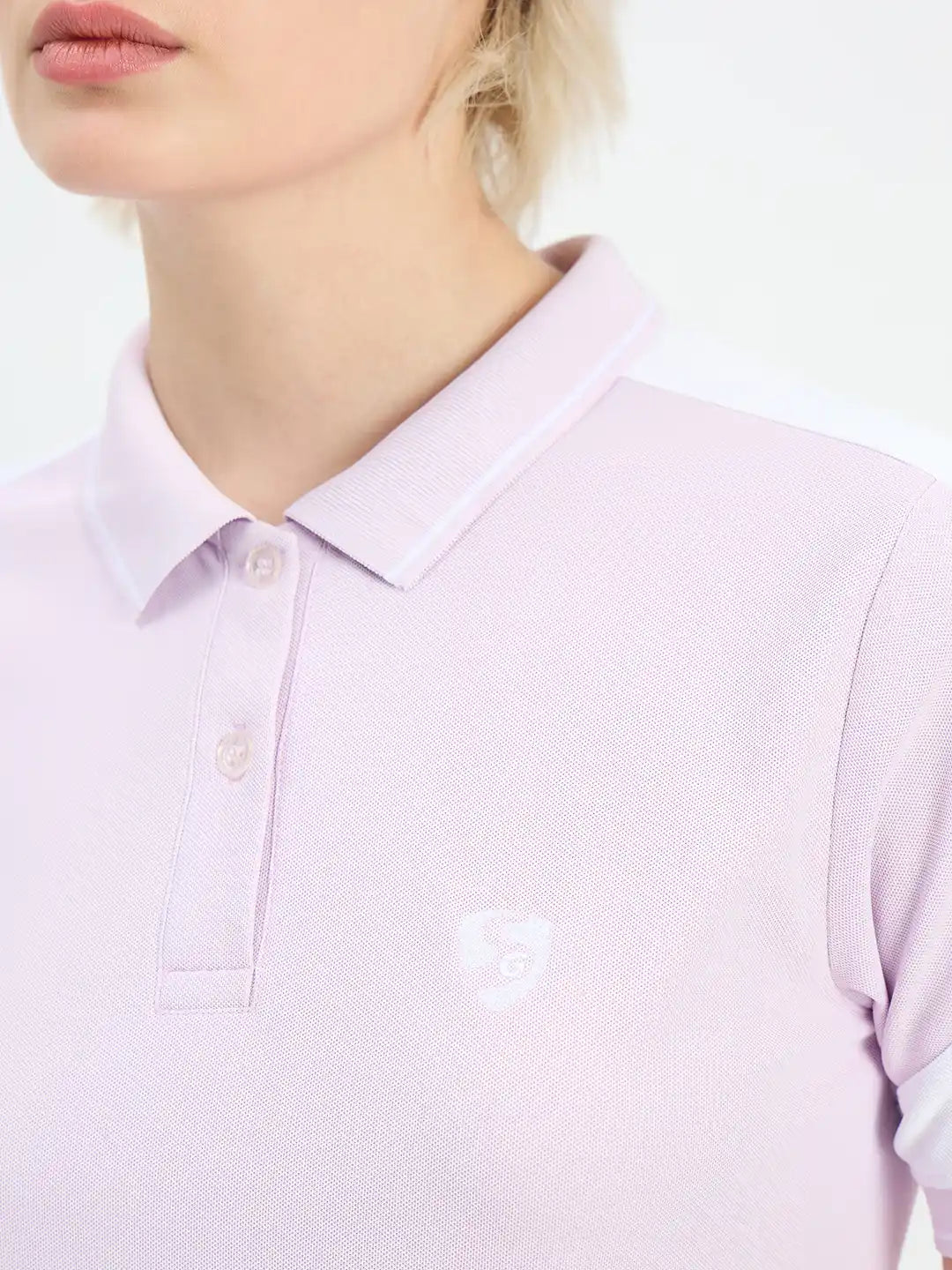 SG H2WP83241 Women Lilac/White Polo T-Shirt