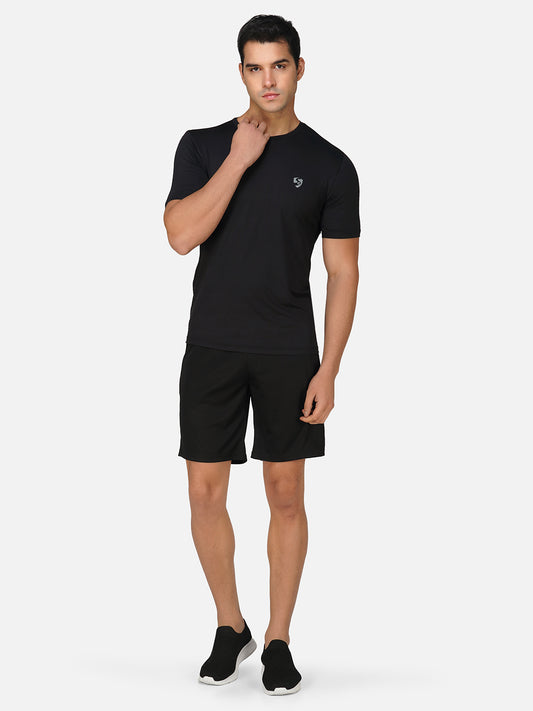 SG Men's Round Neck T-Shirt for Men & Boys | Ideal for Trail Running, Gym Fitness & Training, Jogging, Regular & Fashion Wear, DEEP BLACK