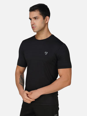 SG Round Neck Regular Comfort Fit T-Shirt For Mens & Boys, Snow White & Deep Black | Ideal for Trail Running, Fitness & Training, Jogging, Gym Wear & Fashion Wear