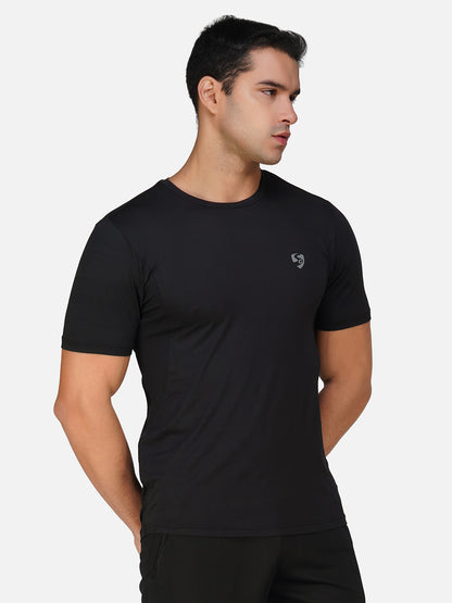 SG Round Neck Regular Comfort Fit T-Shirt For Mens & Boys, Snow White & Deep Black | Ideal for Trail Running, Fitness & Training, Jogging, Gym Wear & Fashion Wear