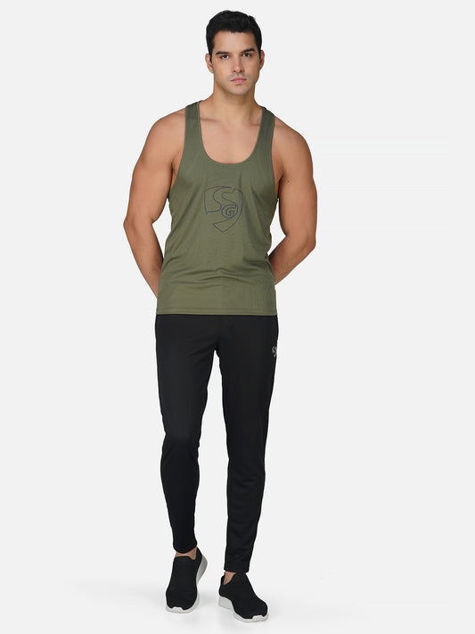 SG Men's Regular Fit Sports & Gym Vest for Mens & Boys | Ideal for Trail Running, Fitness & Training, Jogging, Regular & Fashion Wear, OLIVE GREEN