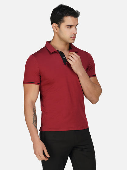 SG Regular Comfort Fit Polo T-Shirt For Mens & Boys, Deep Black & Maroon | Ideal for Trail Running, Fitness & Training, Jogging, Gym Wear & Fashion Wear