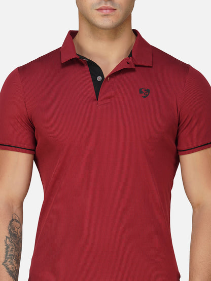 SG Regular Comfort Fit Polo T-Shirt For Mens & Boys, Deep Black & Maroon | Ideal for Trail Running, Fitness & Training, Jogging, Gym Wear & Fashion Wear