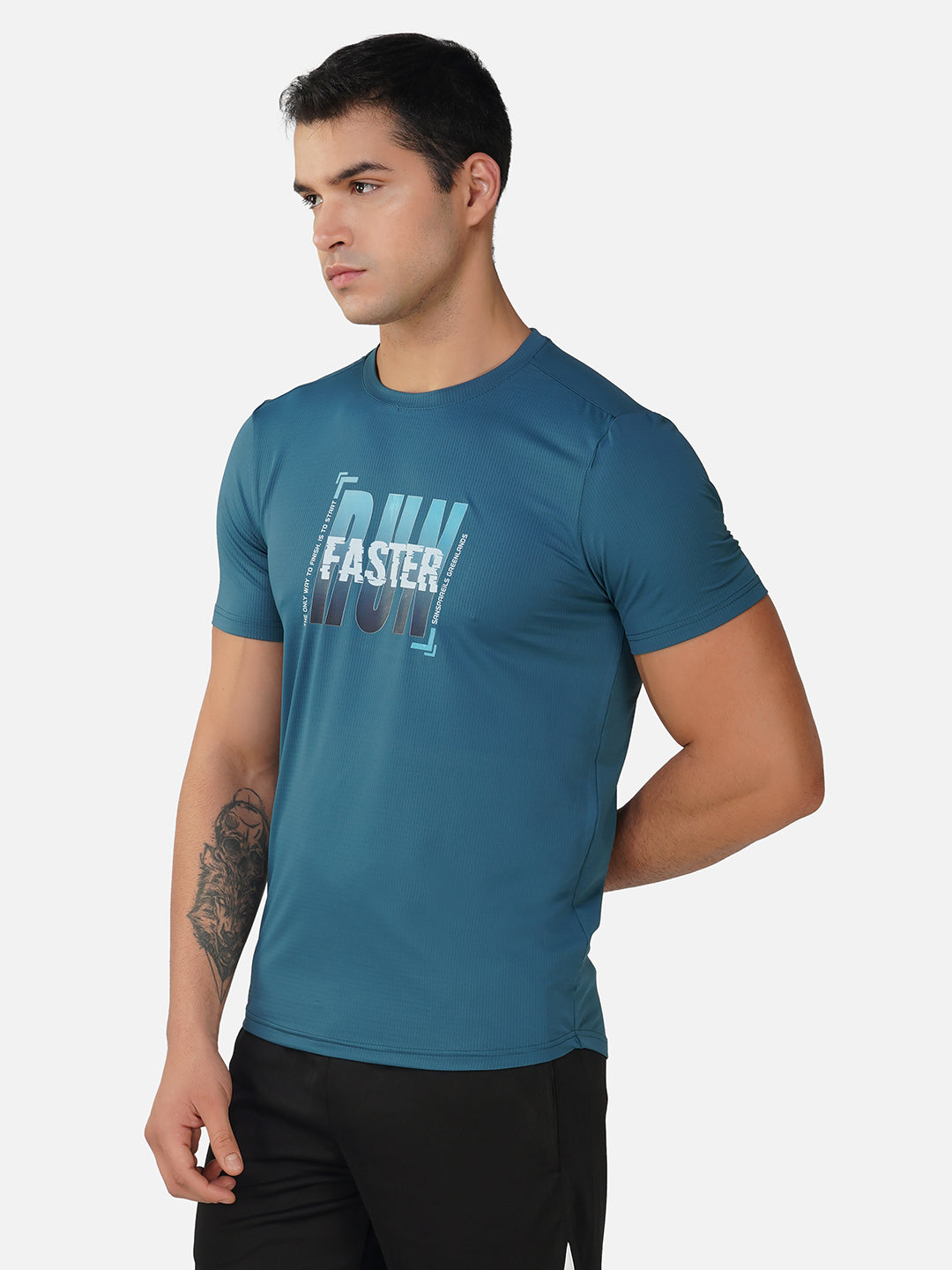 SG Round Neck Regular Comfort Fit T-Shirt For Mens & Boys, Carbon Black & Deep Teal | Ideal for Trail Running, Fitness & Training, Jogging, Gym Wear & Fashion Wear