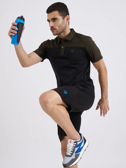 SG H1MP83882 Men Black/Olive Polo T-Shirt