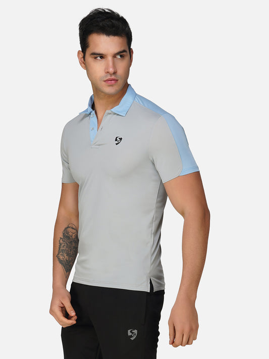 SG Regular Comfort Fit Polo T-Shirt For Mens & Boys, Light Grey/Skyblue & Marble White/Petrol | Ideal for Trail Running, Fitness & Training, Jogging, Gym Wear & Fashion Wear