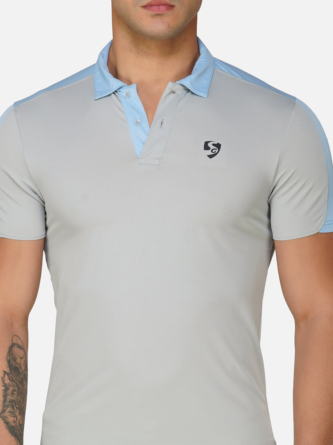 SG Regular Comfort Fit Polo T-Shirt For Mens & Boys, Light Grey/Skyblue & Marble White/Petrol | Ideal for Trail Running, Fitness & Training, Jogging, Gym Wear & Fashion Wear