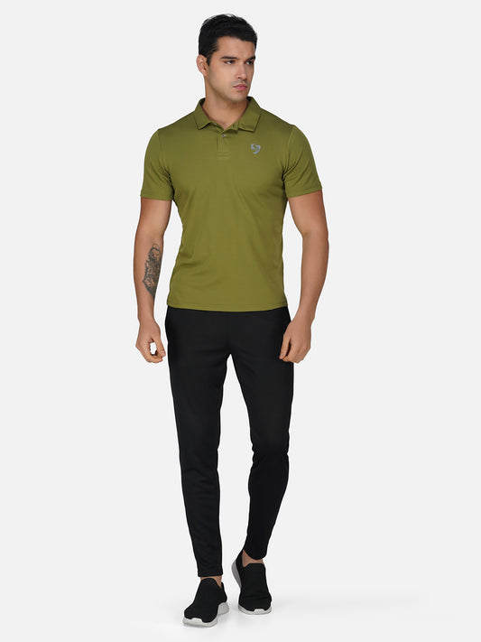SG Men's Polo T-Shirt | Ideal for Trail Running, Fitness & Training, Jogging, Regular & Fashion Wear, OLIVE GREEN