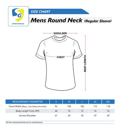 SG Men's Round Neck Sky T-Shirt | Ideal for Trail Running, Fitness & Training, Jogging, Regular & Fashion Wear