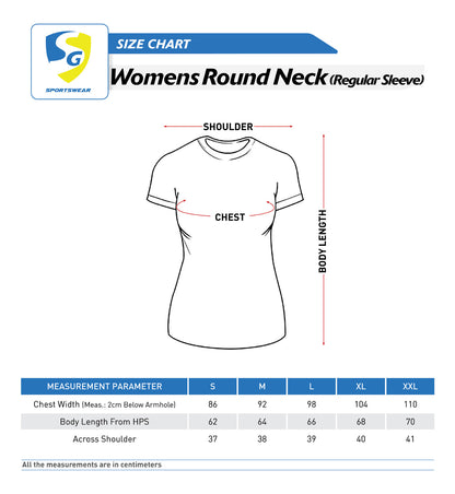 SG Women's & Girl's Round Neck T-Shirt | Ideal for Sports, Regular & Fashion Wear