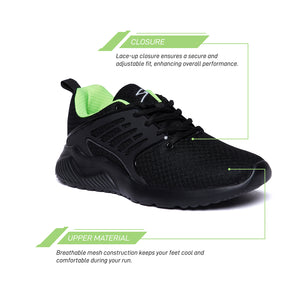 Unpar By SG Fit-Run Running Sports Shoes For Men, Black | Ideal for Running/Walking/Gym/Jogging/Training Sports Fashion Footwear