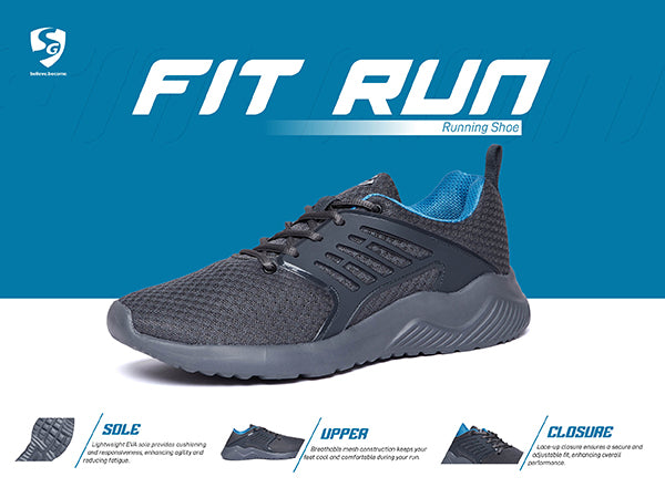 Unpar By SG Fit-Run Running Sports Shoes For Men, Grey | Ideal for Running/Walking/Gym/Jogging/Training Sports Fashion Footwear