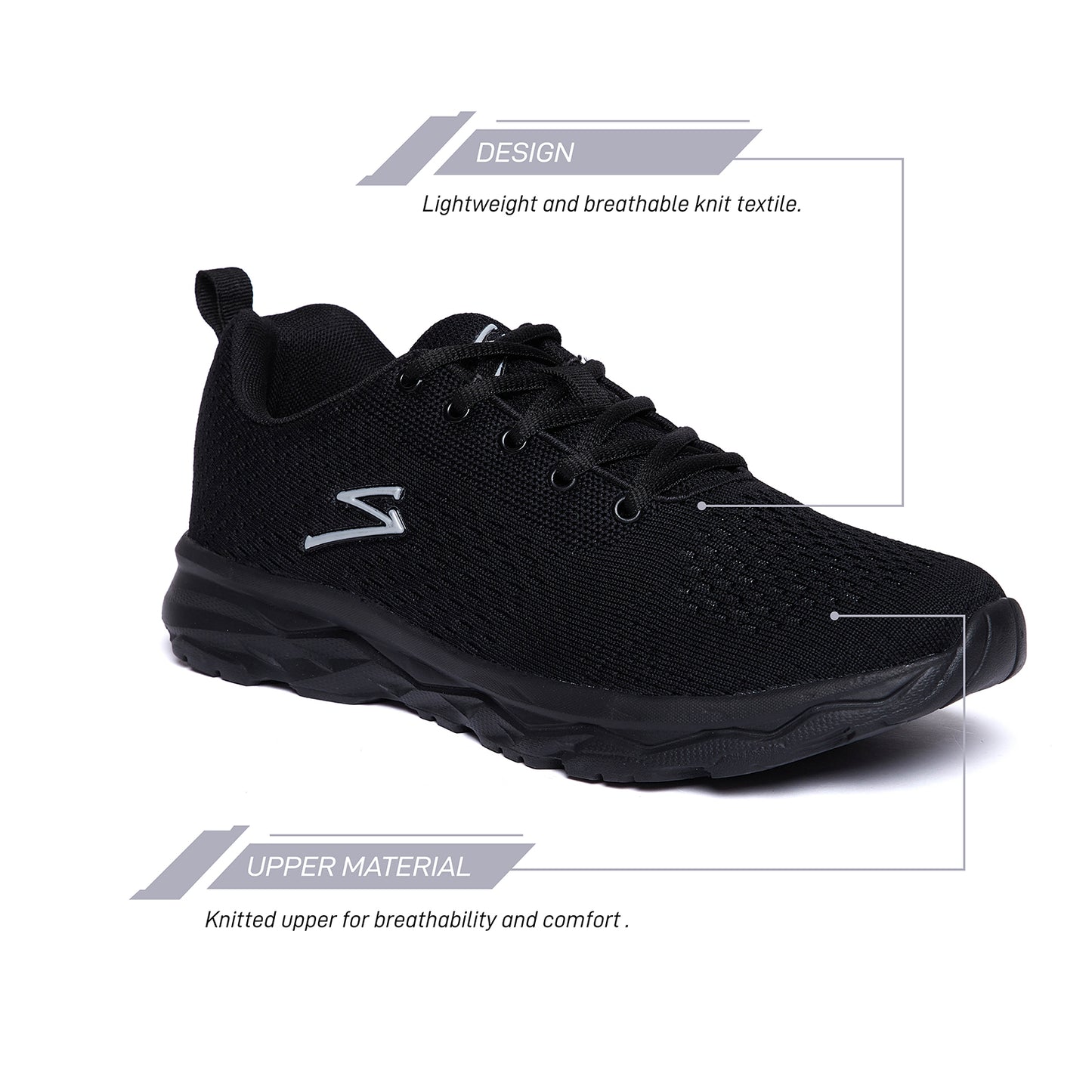 Unpar By SG Flex Running Sports Shoes For Men, Black | Ideal for Running/Walking/Gym/Jogging/Training Sports Fashion Footwear