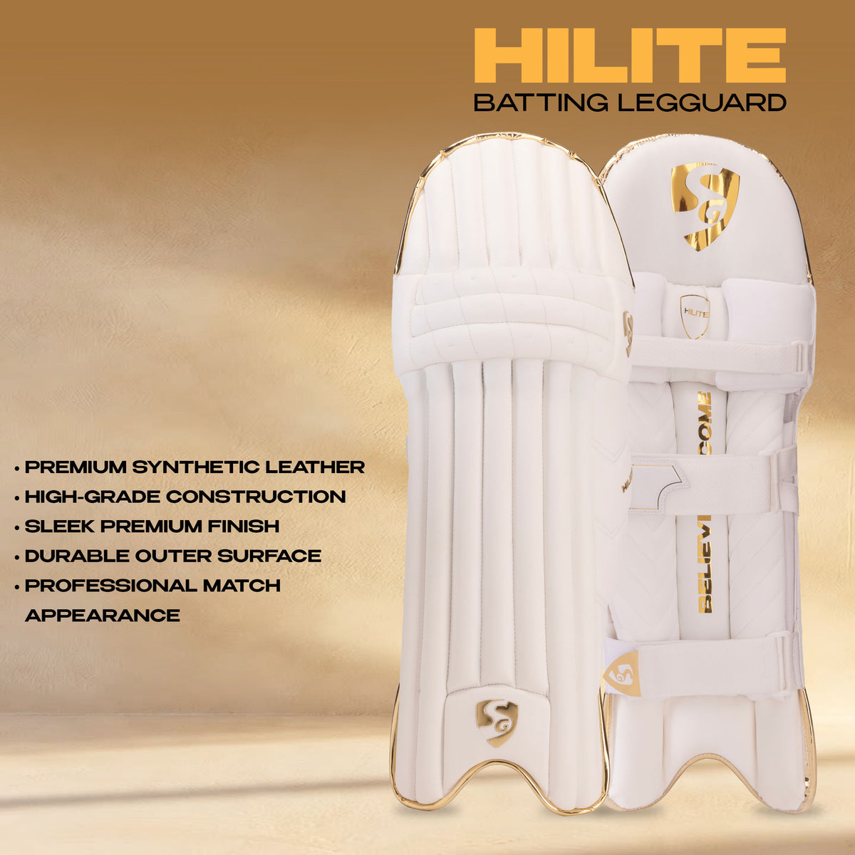 SG Hilite White/Golden Batting Legguards