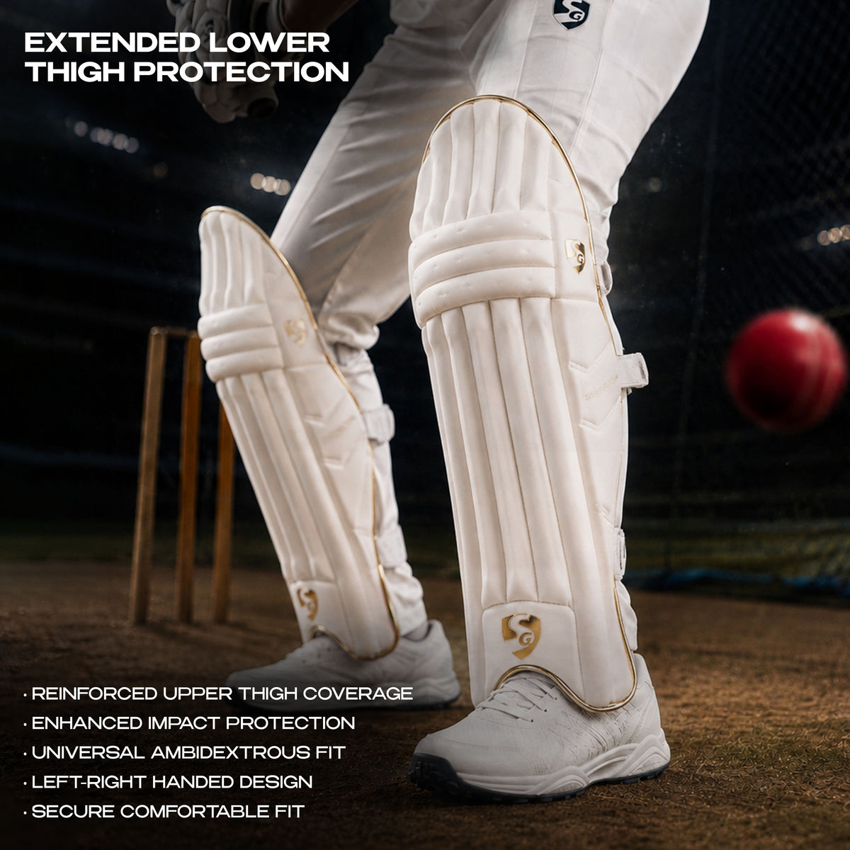 SG Hilite White/Golden Batting Legguards
