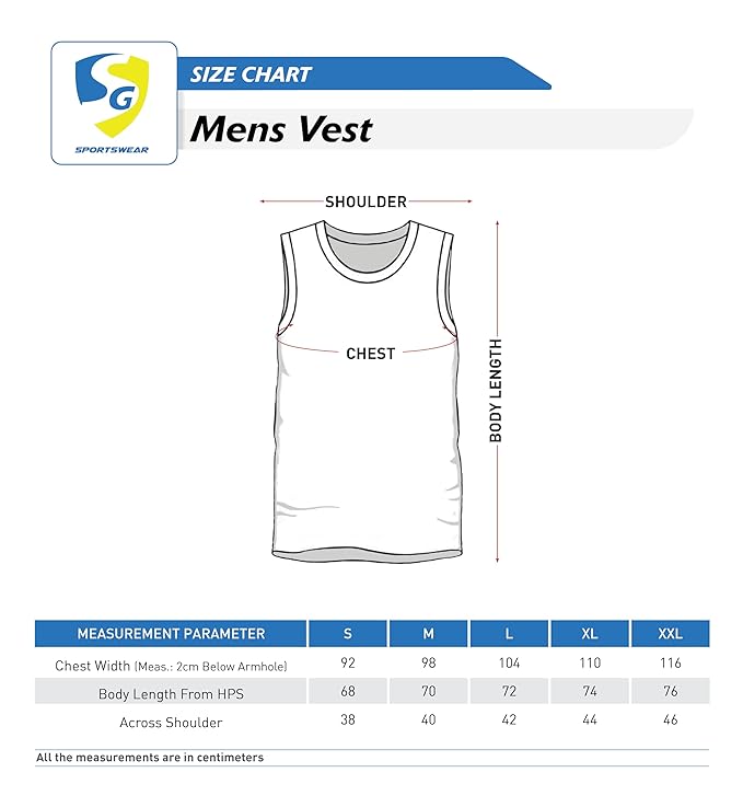 SG Men's Regular Fit Sports & Gym Vest for Mens & Boys | Ideal for Trail Running, Fitness & Training, Jogging, Regular & Fashion Wear