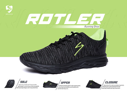 Unpar By SG Rotler Running Sports Shoes For Men, Black/Lime | Ideal for Running/Walking/Gym/Jogging/Training Sports Fashion Footwear