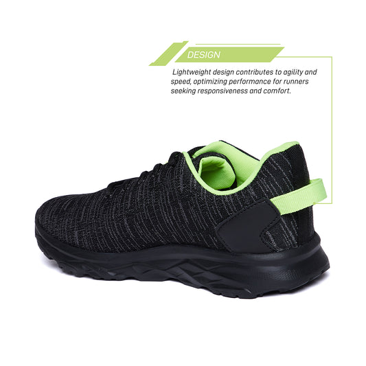 Unpar By SG Rotler Running Sports Shoes For Men, Black/Lime | Ideal for Running/Walking/Gym/Jogging/Training Sports Fashion Footwear