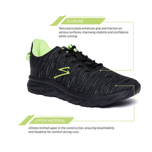Unpar By SG Rotler Running Sports Shoes For Men, Black/Lime | Ideal for Running/Walking/Gym/Jogging/Training Sports Fashion Footwear