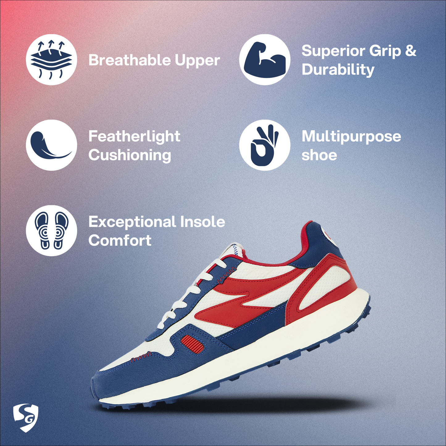 SG Unity Running Shoes (Red / Blue)