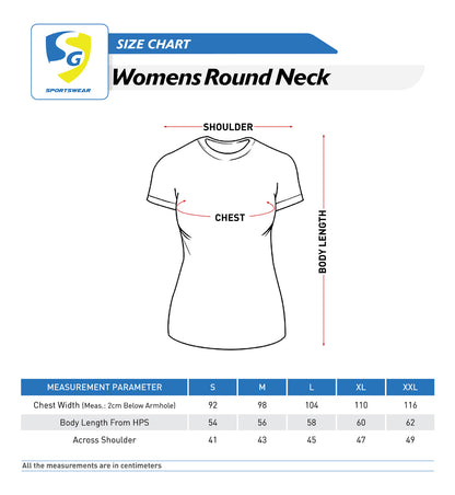 SG Women'S Round Neck T-Shirt for Womens & Girls | Ideal for Trail Running, Gym Fitness & Training, Jogging, Regular & Fashion Wear